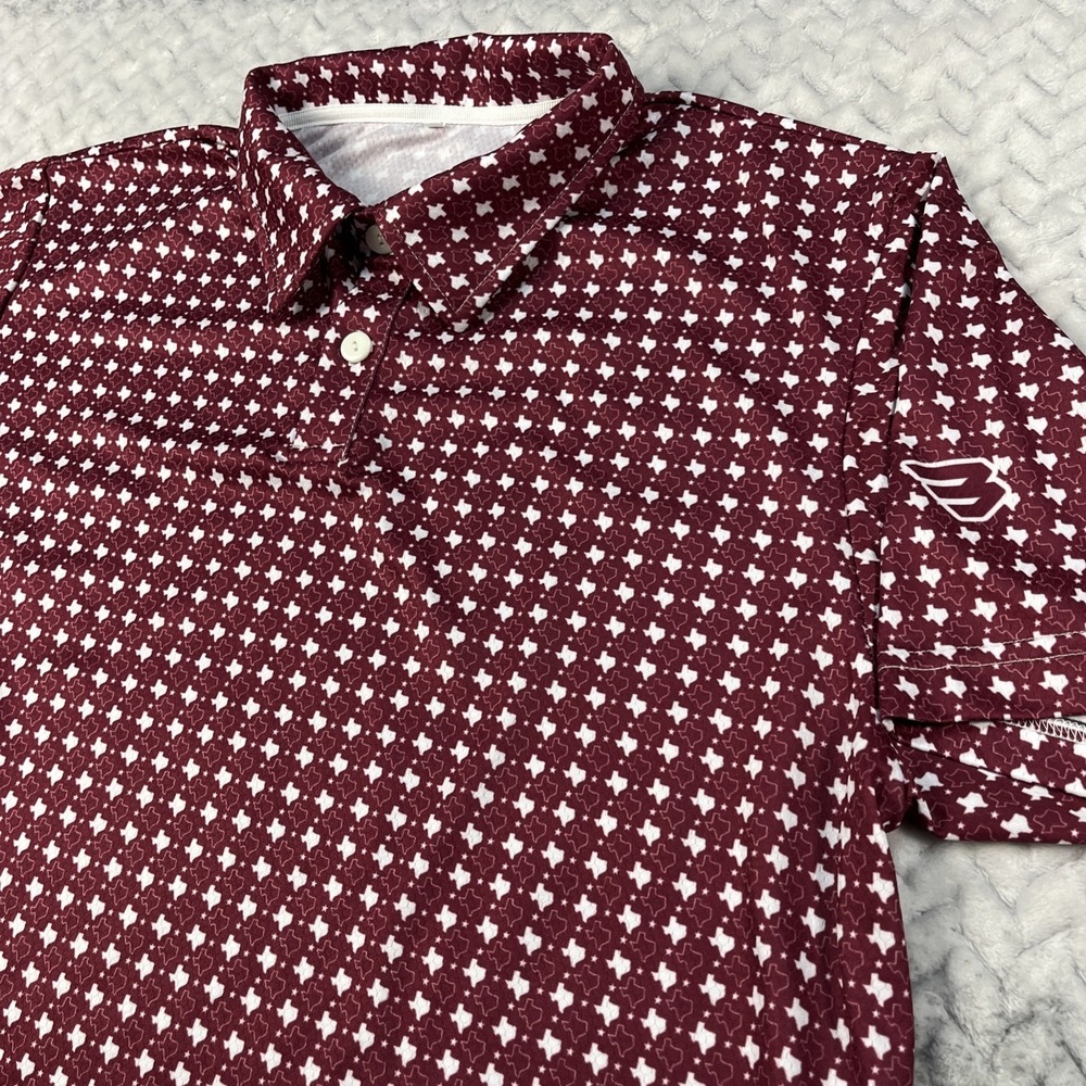 Burlebo Performance Golf Polo Texas State All Over Print Casual Stretch SZ XL
